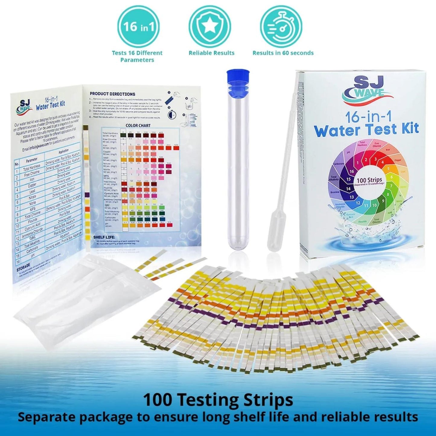 Water Testing Kit 16-in-1 – High Sensitivity for Home Use