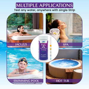 5 in 1 Pool & Spa Test Strips - Pool Water Testing Kit Hot Tub Test Strips Detects PH, Free Chlorine, Total Chlorine, Total Hardness, & Total Alkalinity | 60 Pool Testing Strips In Six Sealable bags