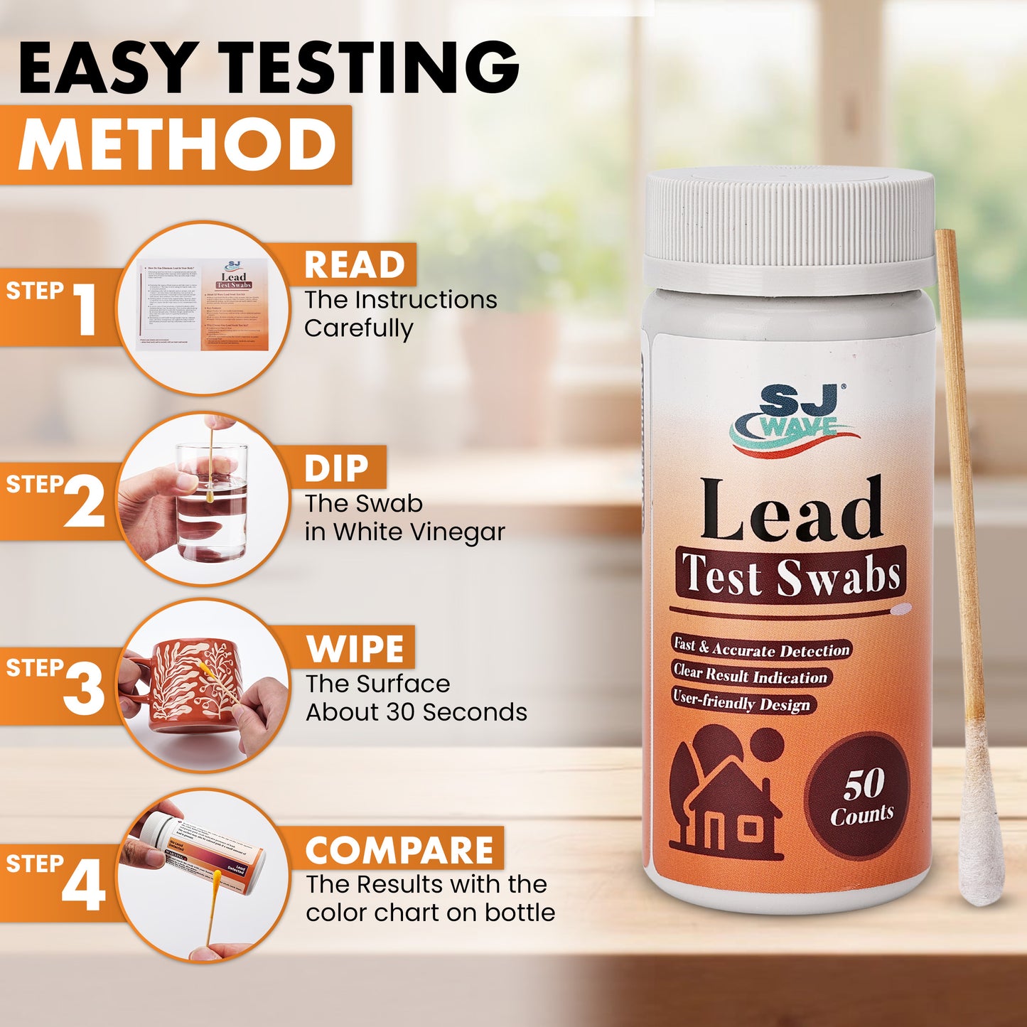 Lead Test Kit – 50 Swabs, 30-Second Results for Home Us