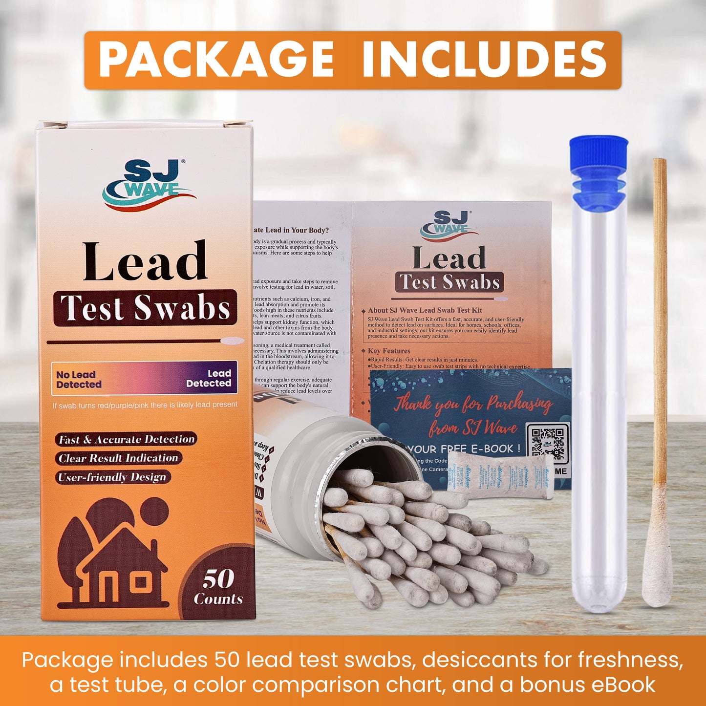 Lead Test Kit – 50 Swabs, 30-Second Results for Home Us
