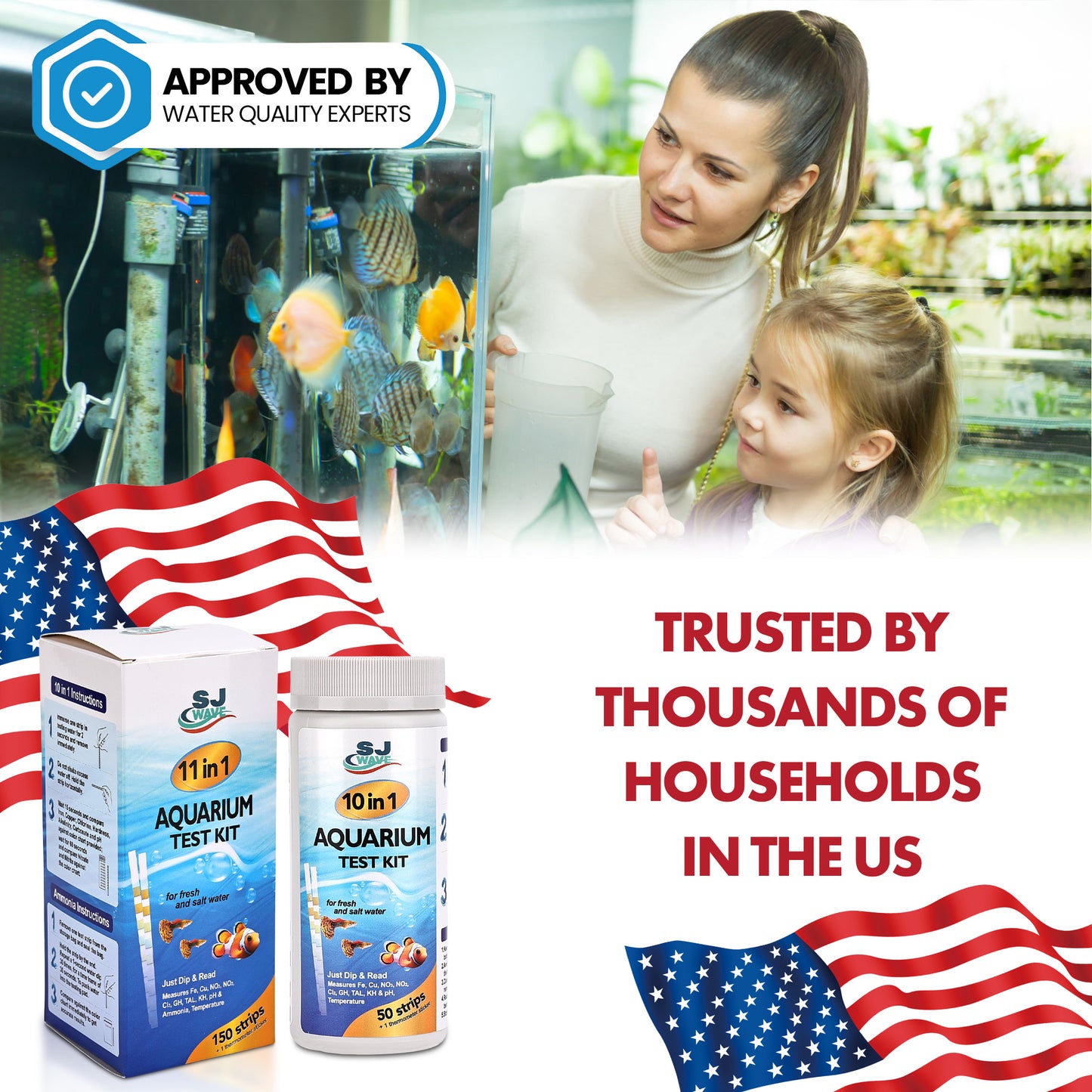 11 in 1 Aquarium Test Strips - Fish Tank Water Testing Kit with Ammonia Test Strips for Fish Tank (150 Strips) & eBook | Includes 50 Ammonia Strips, Thermometer, & Test Kit for Ponds & All Fish Tanks
