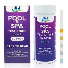 Load image into Gallery viewer, 5 in 1 Pool &amp; Spa Test Strips - Pool Water Testing Kit Hot Tub Test Strips Detects PH, Free Chlorine, Total Chlorine, Total Hardness, &amp; Total Alkalinity | 60 Pool Testing Strips In Six Sealable bags
